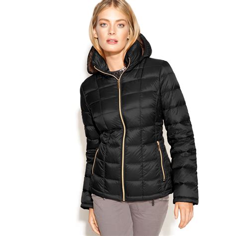 michael kors white and black jacket|michael kors black puffer coat.